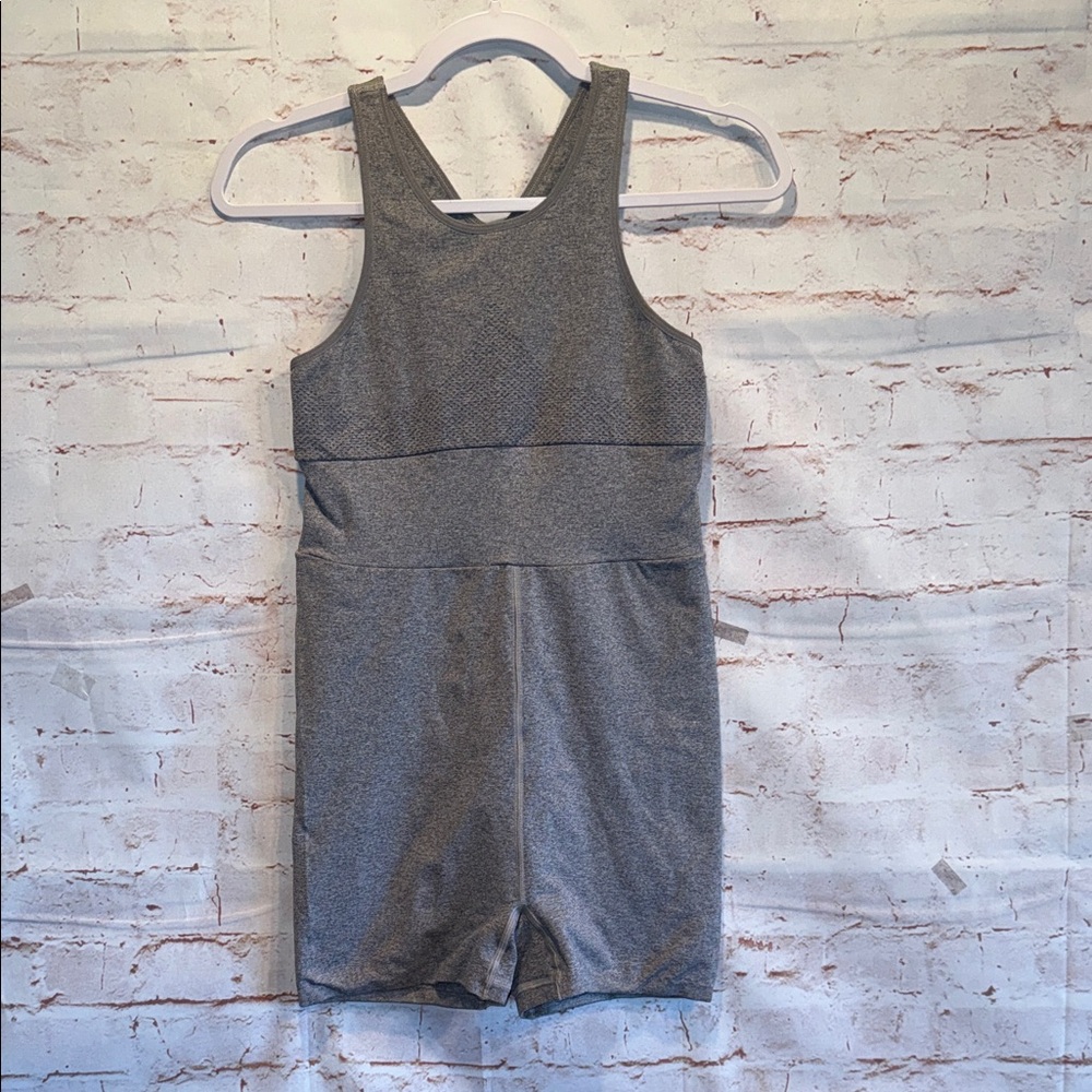 Free People FP movement Gray Sleeveless Romper active large shorts onesie